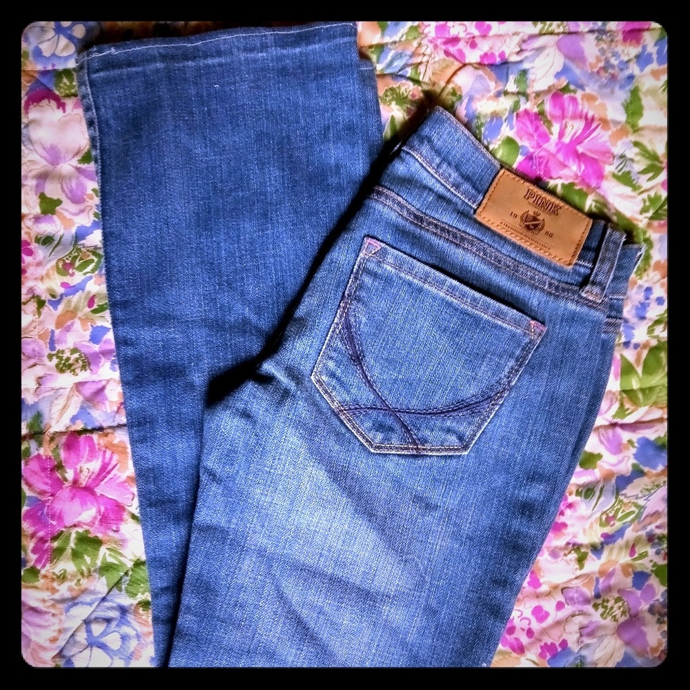 PINK denim jeans like new OS BOOT